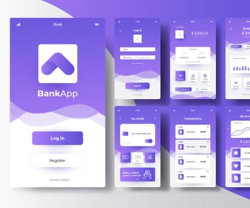 A set of screenshots of the mobile app